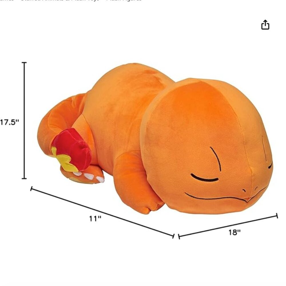 NWT Pokemon Charmander Sleeping Plush Buddy 18"